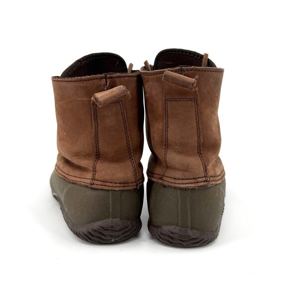 Vintage 90s J.Crew Brown Olive Leather Duck Base Lace Up Snow Boots main image 8